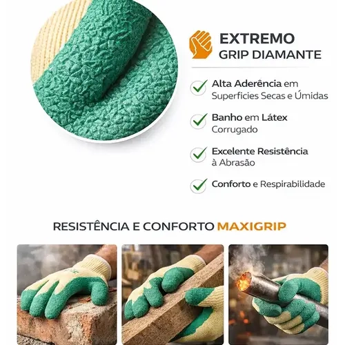 Luva De Segurança Danny Maxi Grip DA-36103 Alta Aderência e Maleabilidade CA 11408