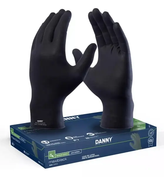Luva de Látex MaxiBlack Preta CX/10 Pares DA-2050 CA 20975