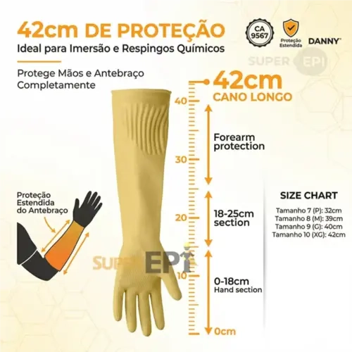 Luva de Segurança Longatex Punho Virola DA-2020 CA 9567 Danny