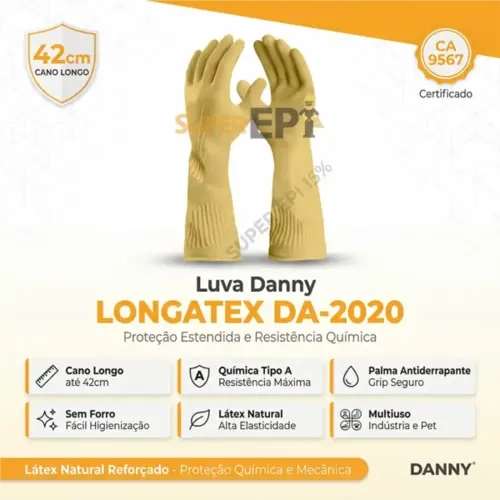 Luva de Segurança Longatex Punho Virola DA-2020 CA 9567 Danny
