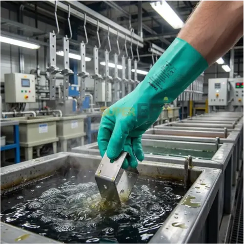 Luva Nitrílica Danny Nitrasolv Sem Forro Verde 33cm CA 25.313 - Química e Alimentos