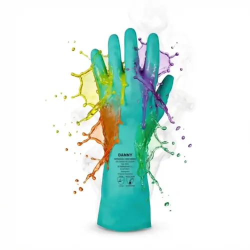 Luva Nitrílica Danny Nitrasolv Sem Forro Verde 33cm CA 25.313 - Química e Alimentos
