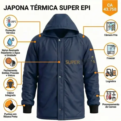 Japona Térmica para Frigorífico Azul Marinho até -25ºC Azul Super EPI CA 43758