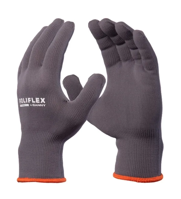 Luva de Segurança Poliflex Danny Tricotada em Nylon Cinza DA-11100 CA 26924