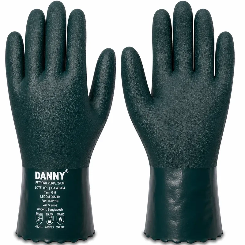 Luva Petronit Danny PVC Verde 27cm DA-12.210D-VD Proteção Química Mecânica e Térmica Tipo A CA 40304