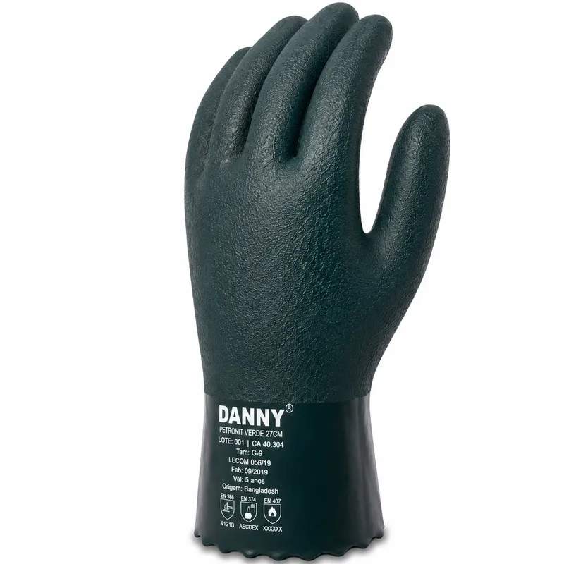 Luva Petronit Danny PVC Verde 27cm DA-12.210D-VD Proteção Química Mecânica e Térmica Tipo A CA 40304