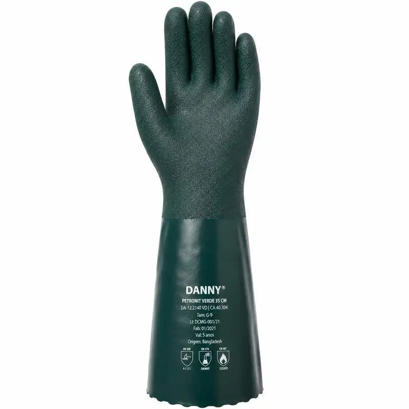 Luva Petronit Danny PVC Verde 35cm DA-12.214D-VD Proteção Química Mecânica e Térmica Tipo A CA 40304