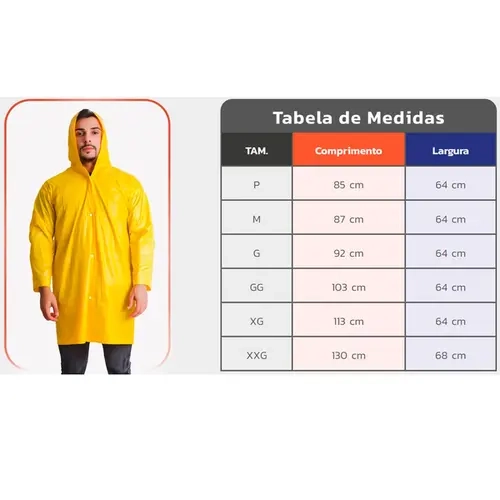 Capa de Chuva em PVC Maicol Amarela CA 28191