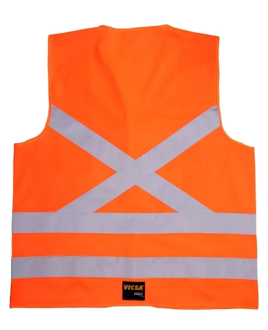 Colete Refletivo Vicsa Laranja Fluorescente 100% Poliéster 4 Bolsos RFX