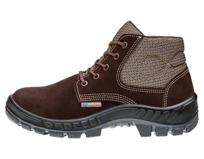 Bota de Segurança Marluvas 50B26 CB BP Marrom Café Em Couro Nobuck e Bico de Pvc CA 45611
