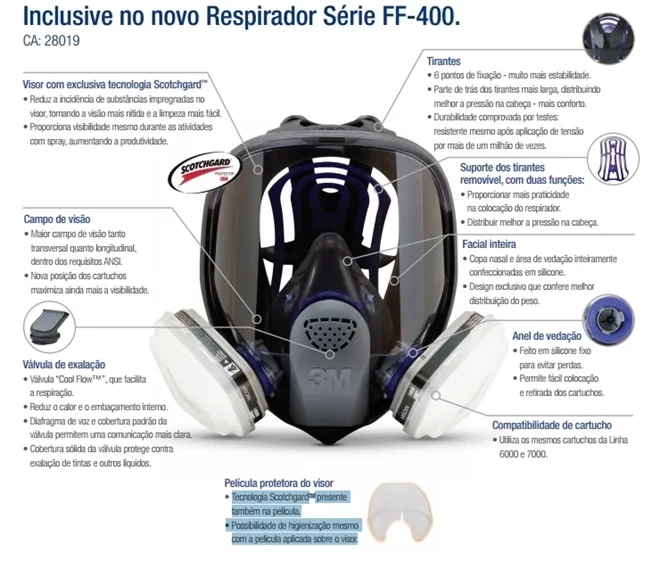 Máscara Facial Inteira 3M FF-400 CA 28019
