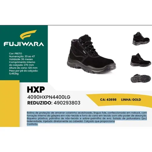 Bota de Segurança Nobuck Fujiwara Denver HXP Preta 4041HXPN4400LG CA 43698
