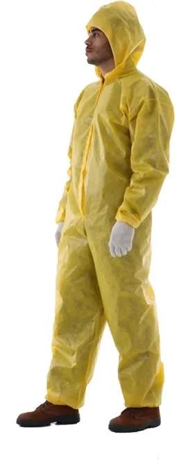 Macacão de Proteção Duvek 4000 Amarelo Impermeável Alta Proteção Química CA 35684