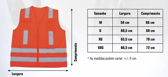 Colete Refletivo Com 1 Bolso Laranja Steelflex STF VACL91030