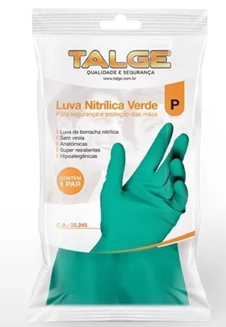 Luva Nitrílica Verde Talge Com Forro CA 32245