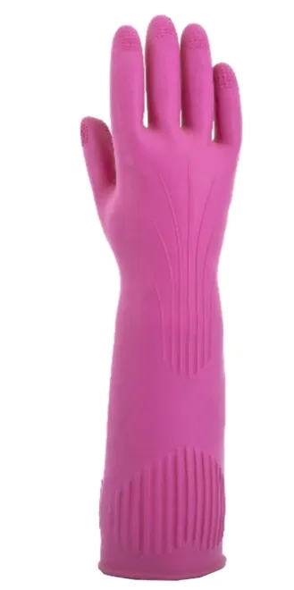 Luva de Látex Longa Rosa Ranhurada 40 CM Volk CA 36368