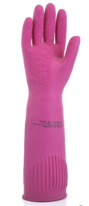 Luva de Látex Longa Rosa Ranhurada 40 CM Volk CA 36368