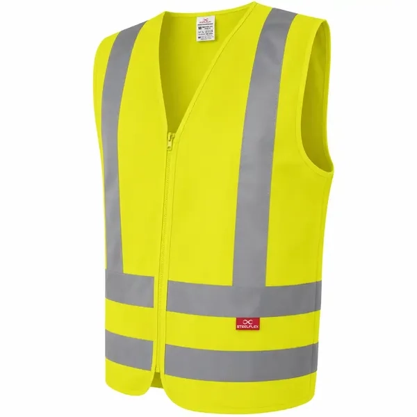 Colete Refletivo Steelflex Sem Bolso Amarelo Fluorescente Alta Visibilidade NBR 15292 Classe 2 Faixas Retrorrefletivas Zíper 100% Poliéster STF VACL90010 Linha Performance