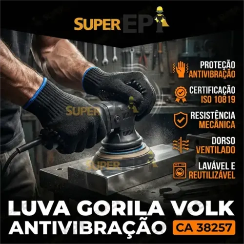 Luva Antivibração Gorila Volk Certificada ISO 10819 CA 38257