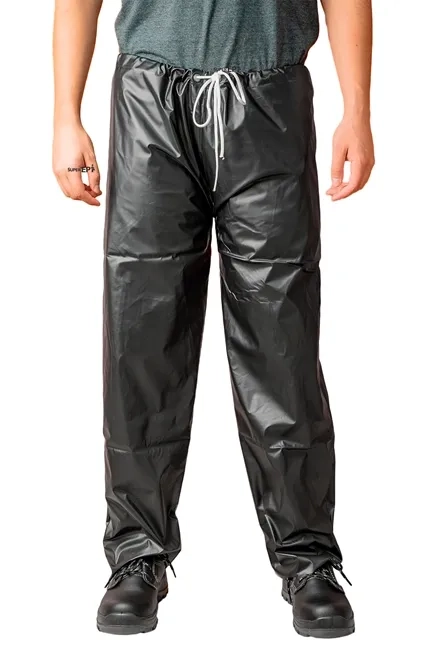 Calça de Chuva em PVC Preta Maicol Com Ajuste de Cordão CA 37356