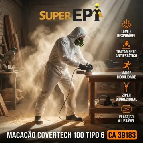 Macacão de Segurança Volk COVERTECH 100 Respirável Tipo 6 CA 39183