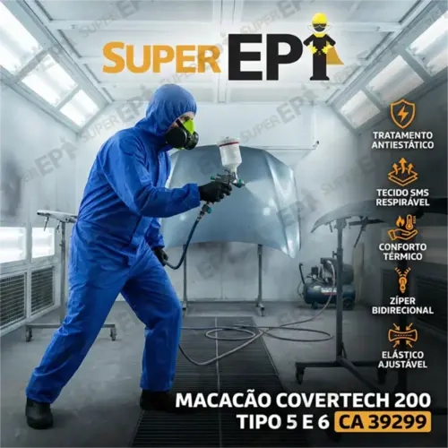Macacão de Segurança Volk COVERTECH 200 Respirável Tipo 5 e 6 CA 39299