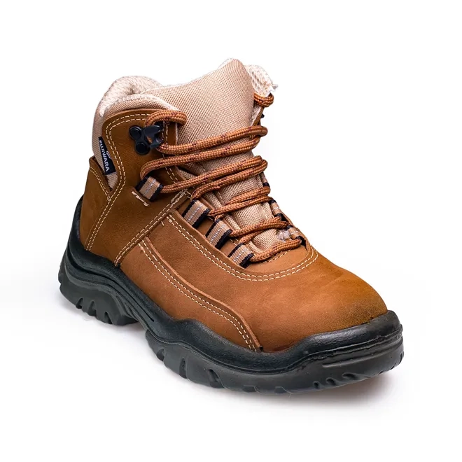 Botina Fujiwara HCN Couro Nobuck Cor Mel Bico de Pvc Linha Supreme CA 43698