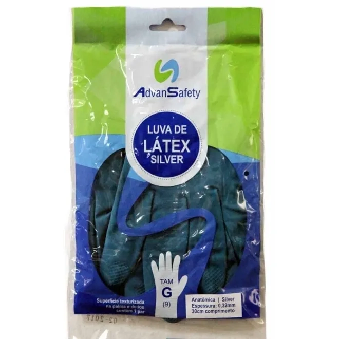 Luva de Látex Silver Lalan AdvanSafety Azul CA 39562