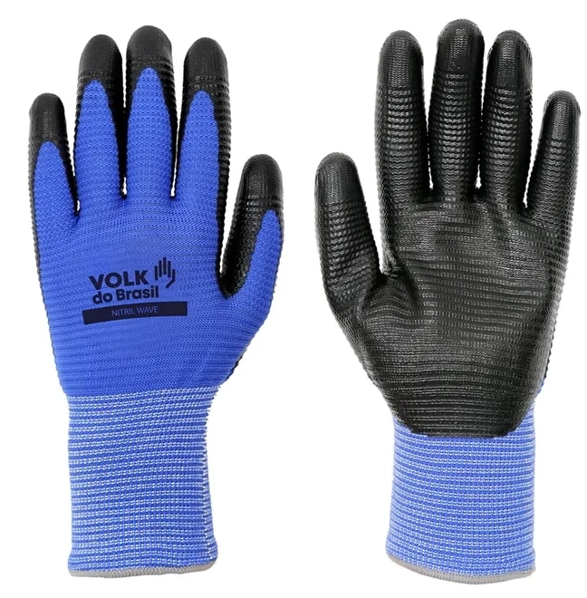 Luva de Segurança Nitril Wave Volk Com Banho Nitrílico CA 38932