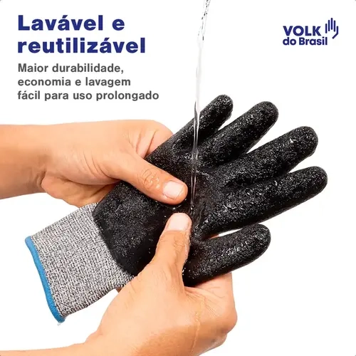 Luva Para Impacto e Corte Cut Volk  Palma Grip Em Látex Corrugado CA 38654
