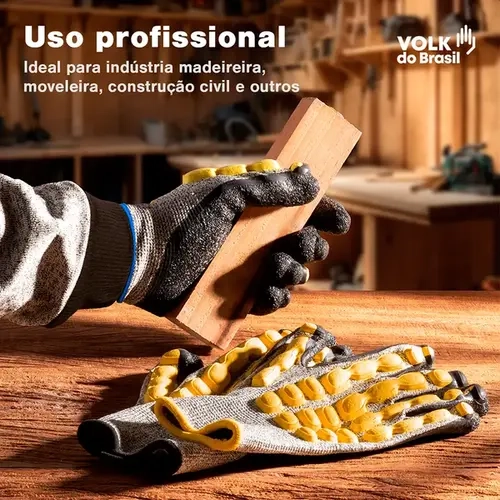 Luva Para Impacto e Corte Cut Volk  Palma Grip Em Látex Corrugado CA 38654
