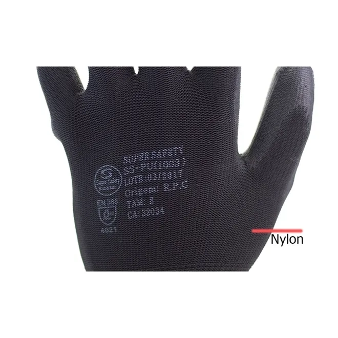 Luva Super Safety SS1003 Preta  Banho em Pu CA 32034