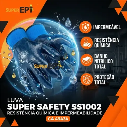 Luva Super Safety SS1002 Light Banho Nitrílico Total Impermeável CA 49434