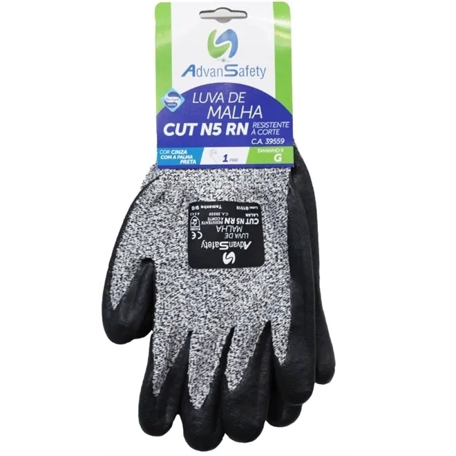 Luva Resistente a Corte Com Nitrilo Cut N5 RN Lalan CA 39559