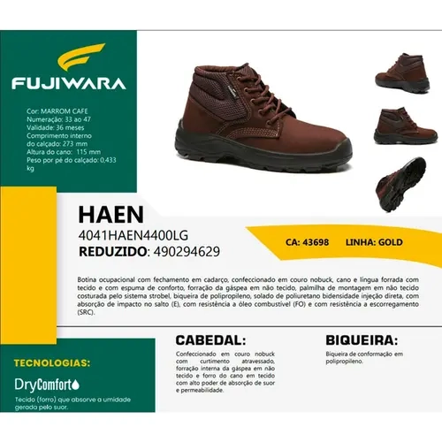 Botina de Amarrar Couro Nobuck Fujiwara Dubai HAE 4041haen4400lg CA 43698