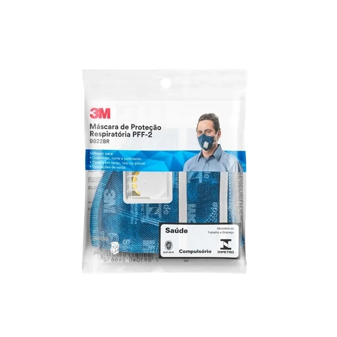 Máscara de Proteção Respiratória 9822 BR 3M PFF2  Com Válvula - Caixa 50 Unidades