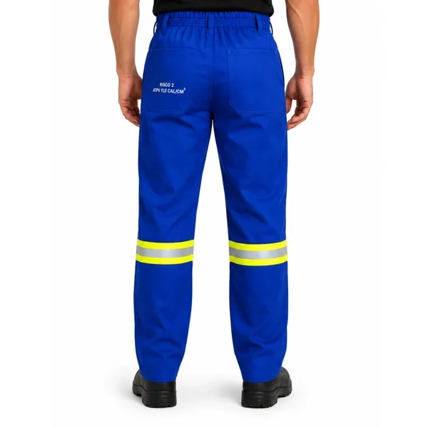 Calça Antichama Guardian Arco Fire Risco 2 Azul Royal ATPV 11 cal/cm² Refletiva CA 46296 / 49240