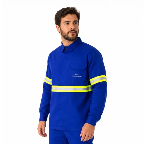 Camisa Antichama Guardian Arco Fire Risco 2 Azul Royal ATPV 11 cal/cm² com Bolso CA 46298 / 49242