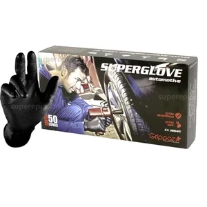 Luva Nitrílica Preta Super Glove Automotivo e Industrial 50 Unidades CA 38645