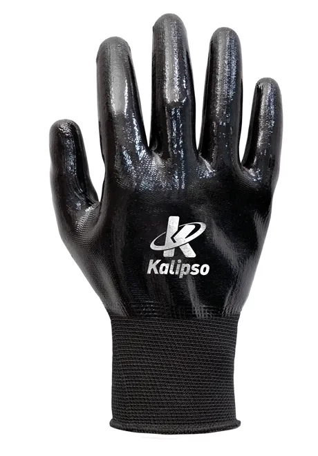 Luva Nitrílica Banho Total Preta Kalipso NBR PRO Risco Químico e Mecânico CA 50278