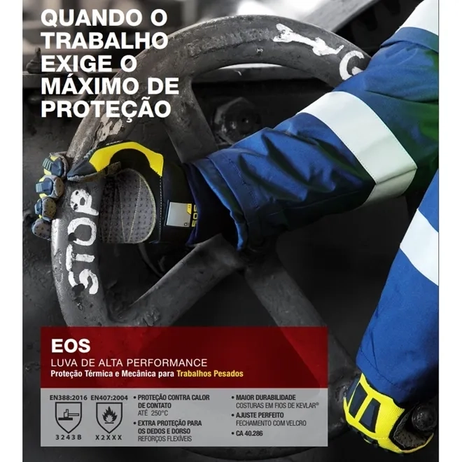 Luva de Proteção EOS Delta Plus Alta Performance Térmica e Mecânica CA 40286