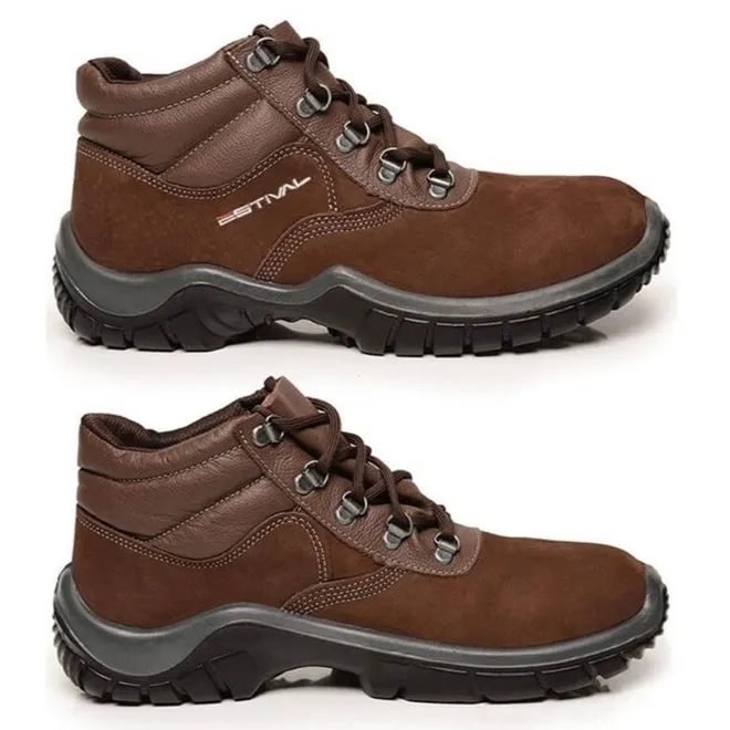 Bota Em Couro Nobuck com Bico Composite Marrom Estival CA 42553