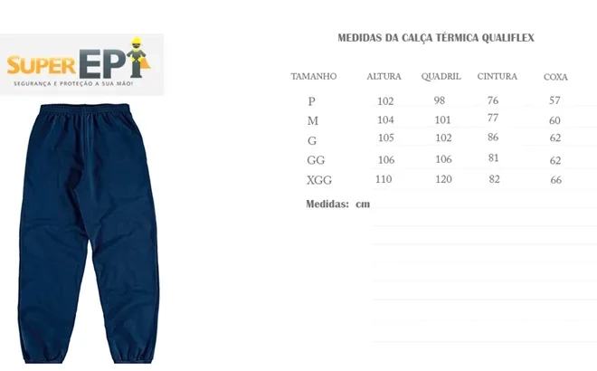 Calça de Moletom Térmica Para Ambientes Refrigerados Qualiflex Azul CA 28885