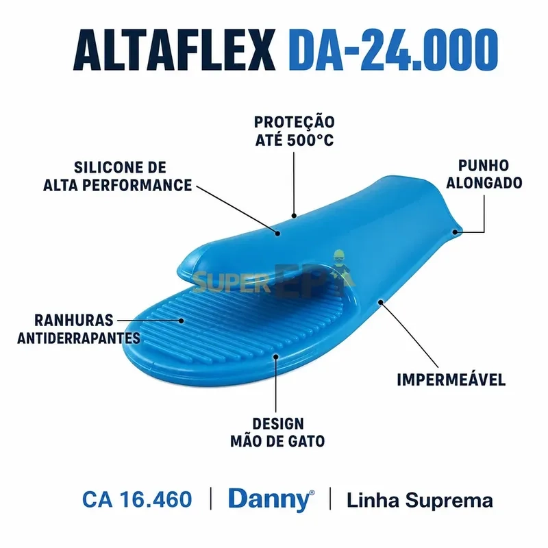 Luva Para Cozinha Alta Temperatura Até 500º em Silicone Altaflex Bico de Pato CA 16460