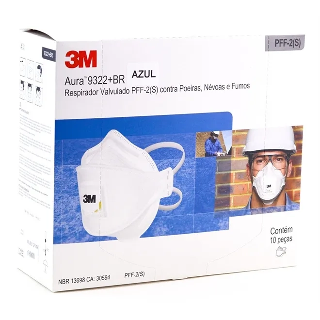 Respirador 3M AURA 9322+BR PFF2 CA 30594 - Caixa 10