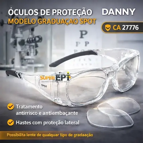 Óculos de Proteção  SPOT Danny Vicsa-Permite Lente de Grau VIC-59210 CA 27776