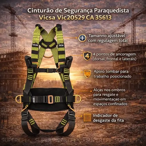 Cinturão de Segurança Paraquedista Vicsa Vic20529 CA 35613 Nova Versão