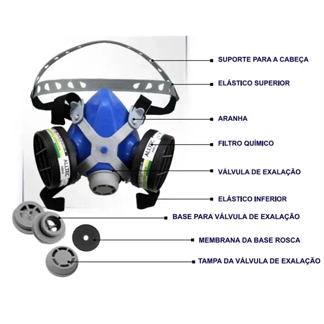 Máscara Respiratória Semi-Facial Alltec 2402 Para 2 Filtros