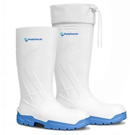 Botas EcoBoots em Pu BSB Branca e Azul Polytech Cano Longo