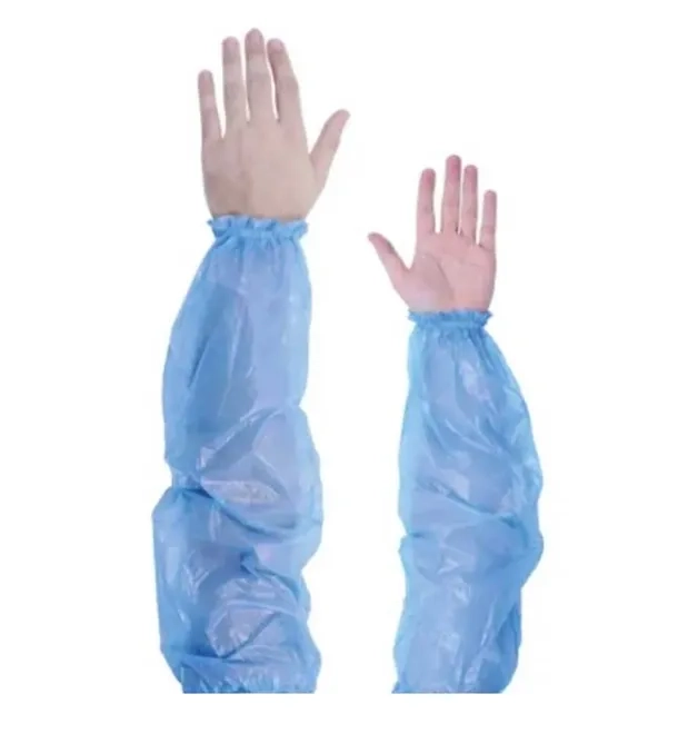 Mangote Descartável de Plástico Azul 55 Cm Prevemax Pacote com 100 Unidades CA 30359